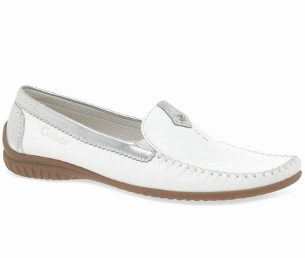 Gabor California Sporty Women's Loafers White / Silver | GB35GFUIM