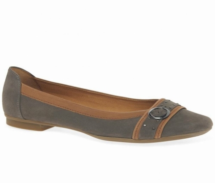 Gabor Michelle Casual Stud Buckle Women's Ballet Flats Brown | GB04ONQGH