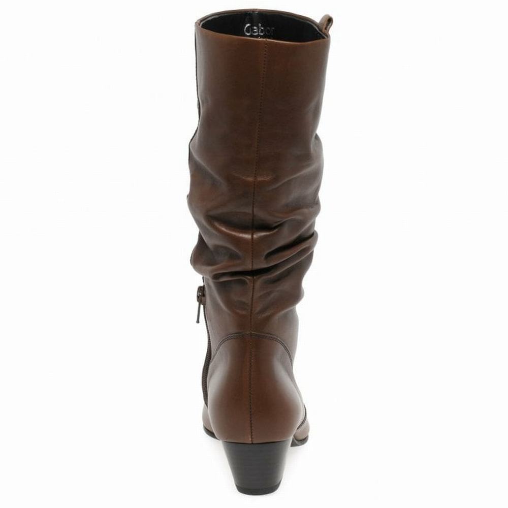 Gabor Rachel Leather Wide Fitting Women's Winter Boots Brown | GB01TQOWR