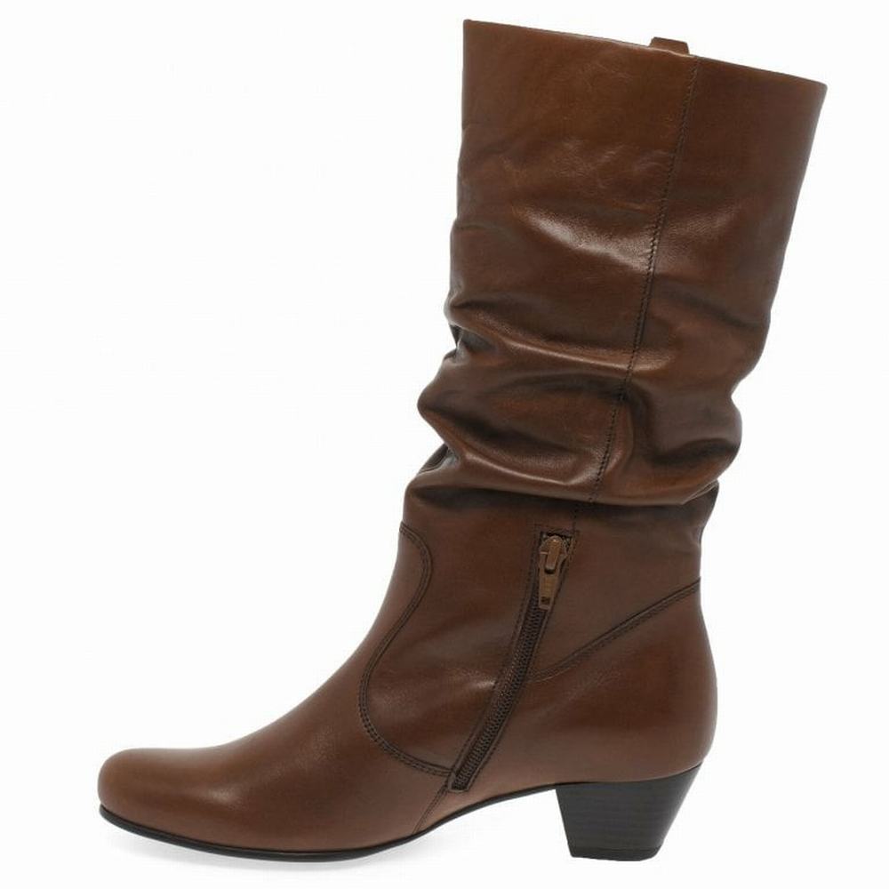 Gabor Rachel Leather Wide Fitting Women's Winter Boots Brown | GB01TQOWR