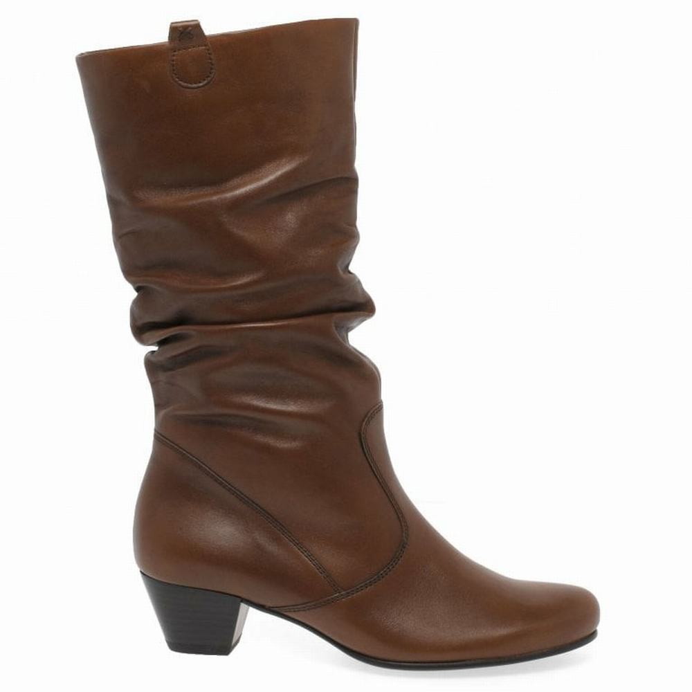 Gabor Rachel Leather Wide Fitting Women's Winter Boots Brown | GB01TQOWR