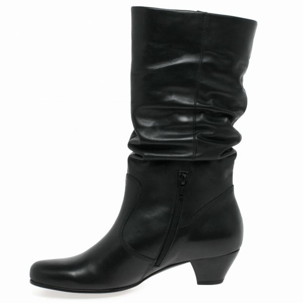 Gabor Rachel Leather Wide Fitting Women's Knee-high Boots Black | GB15GLJRY